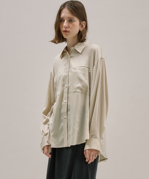 【お値下げ】SHE TOKYO ブラウスPaula セール】ソフィスケイテッドオーバーシャツ（シャツ/ブラウス
