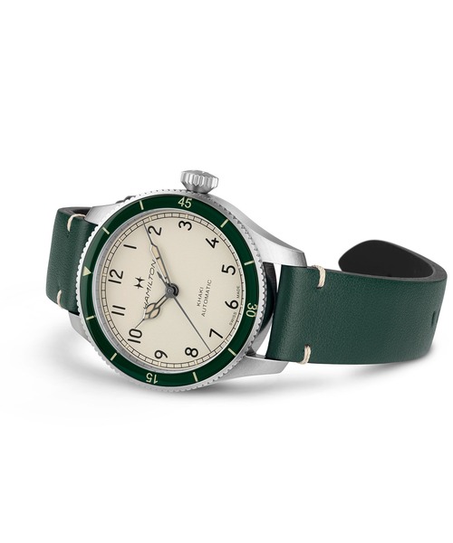 HAMILTON（ハミルトン）の「HAMILTON [ハミルトン] 腕時計 Khaki Pilot （カーキ パイロット） Pioneer オート 自動巻き 38MM ホワイト×グリーン（アナログ腕時計・メンズ・ホワイト・FREE）」の3枚目の写真