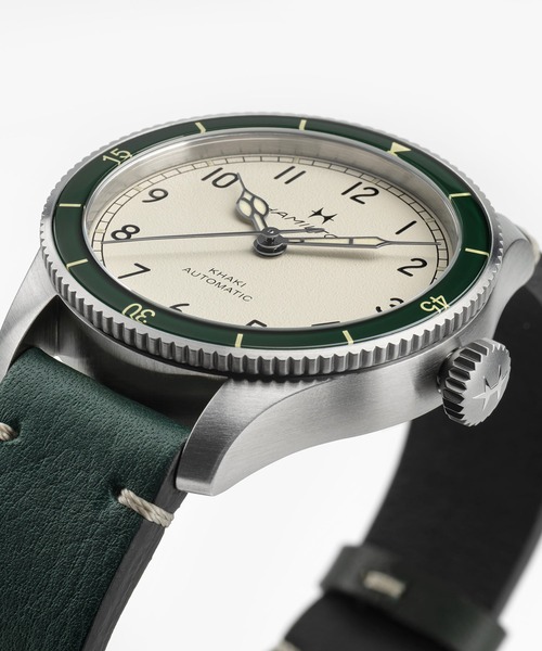 HAMILTON（ハミルトン）の「HAMILTON [ハミルトン] 腕時計 Khaki Pilot （カーキ パイロット） Pioneer オート 自動巻き 38MM ホワイト×グリーン（アナログ腕時計・メンズ・ホワイト・FREE）」の6枚目の写真