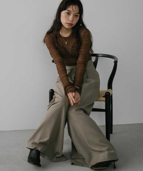 DRWCYS(ドロシーズ)の「シャーリングシアーチュールトップス(Tシャツ/カットソー・レディース・ブラウン/ブラック・FREE)」の9枚目の写真