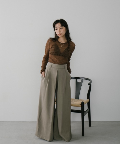 DRWCYS(ドロシーズ)の「シャーリングシアーチュールトップス(Tシャツ/カットソー・レディース・ブラウン/ブラック・FREE)」の10枚目の写真