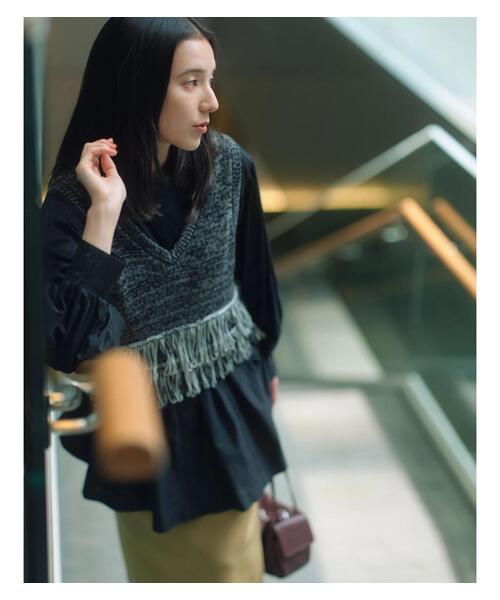 Samansa Mos2 blue（サマンサモスモスブルー）の「切り替えギャザーチュニックブラウス（シャツ/ブラウス・レディース・ブラック/シルバーグレー/レッド系その他・F）」の4枚目の写真