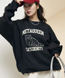 PUBLUX/パブリュクス METAQUEEN フロッキー キャット 裏起毛 スウェット 限定展開