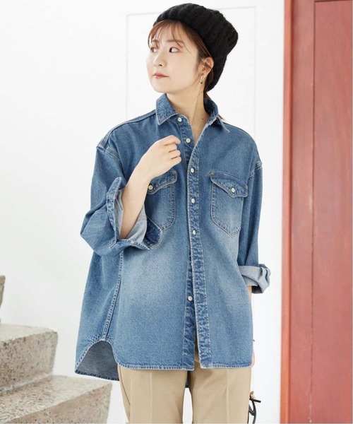 極美品✨スローブイエナ LE DENIM オーバーサイズ デニムシャツ ブルー SLOBE IENA（スローブイエナ） ブラウス シャツ 「追加2」LE DENIM BDU