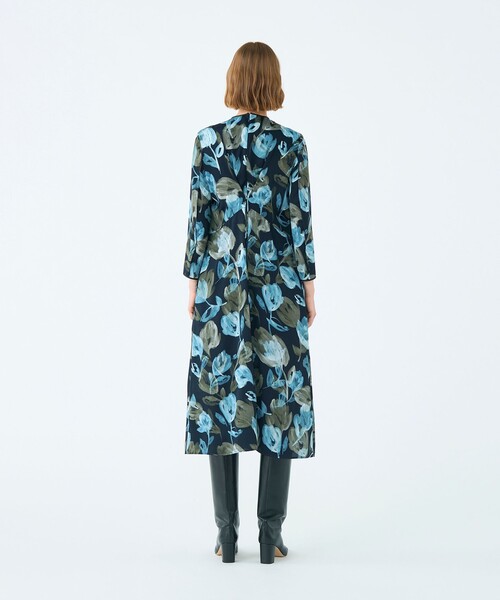 ミラージュフルールプリント バックタックワンピース(ワンピース ミラージュフルールプリント バックタックワンピース(ワンピース