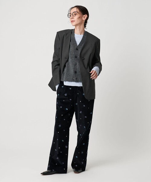 BEAUTY&YOUTH UNITED ARROWS(ビューティーアンドユースユナイテッドアローズ)の「ポリエステルレーヨン ノーカラー1ボタンジャケット(ノーカラージャケット・レディース・ダークグレー/モカ・M/S)」の22枚目の写真