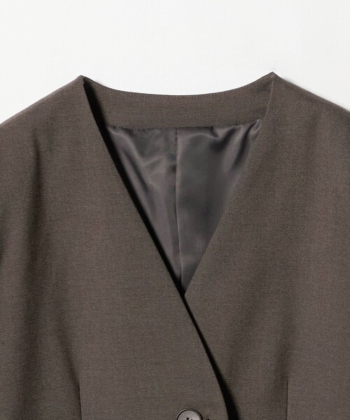 セール】ポリエステルレーヨン ノーカラー1ボタンジャケット（ノー