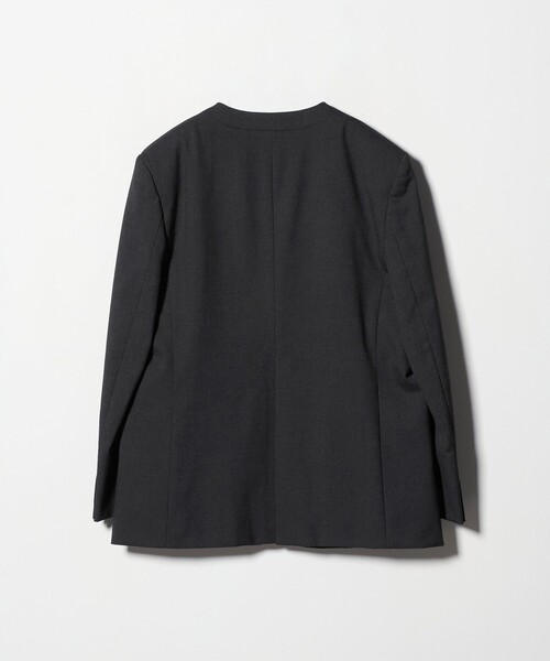 セール】ポリエステルレーヨン ノーカラー1ボタンジャケット（ノー