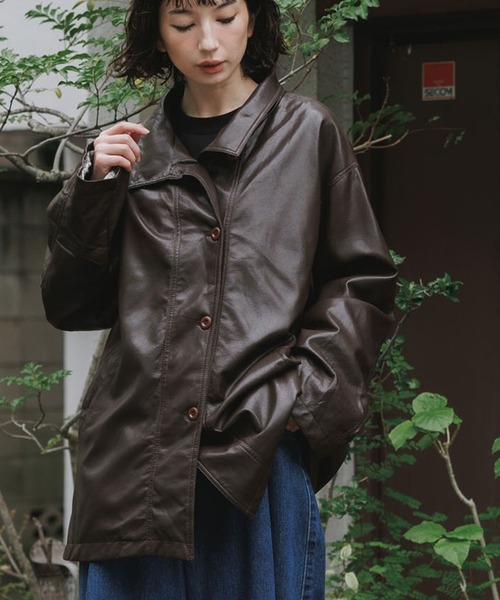 AO2（アオズ）の「Faux Leather Basic Half Coat / フェイクレザー