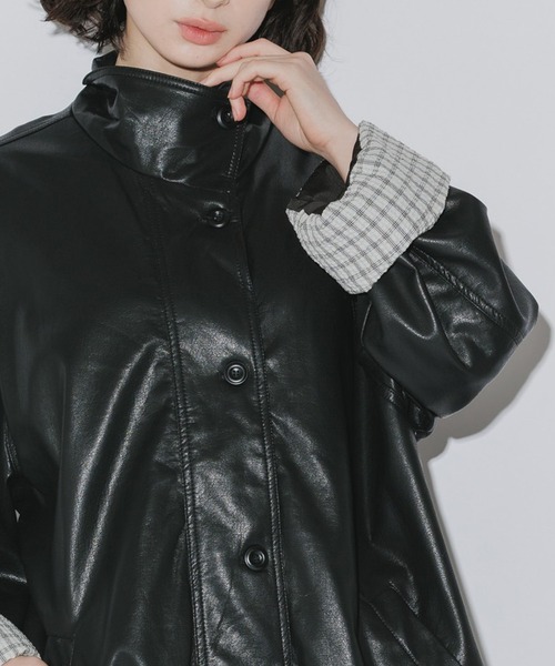 AO2（アオズ）の「Faux Leather Basic Half Coat / フェイクレザー
