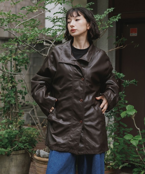AO2（アオズ）の「Faux Leather Basic Half Coat / フェイクレザー