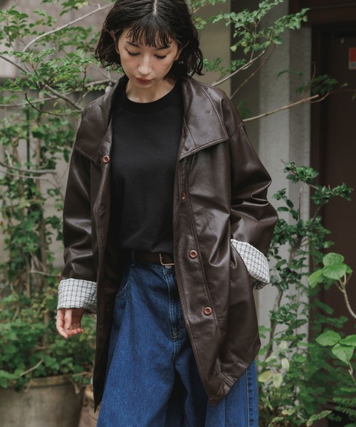 Ao2 Coat AO2(アオズ)の「Faux Leather Basic Half Coat / フェイクレザー ベーシックハーフコート(ブルゾン)」 - WEAR