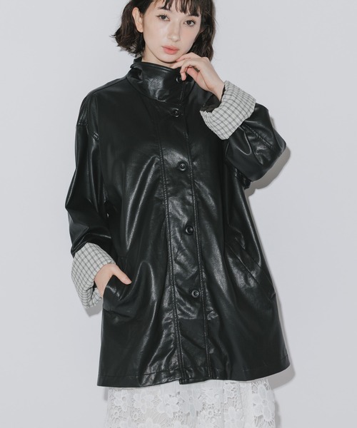 AO2（アオズ）の「Faux Leather Basic Half Coat / フェイクレザー