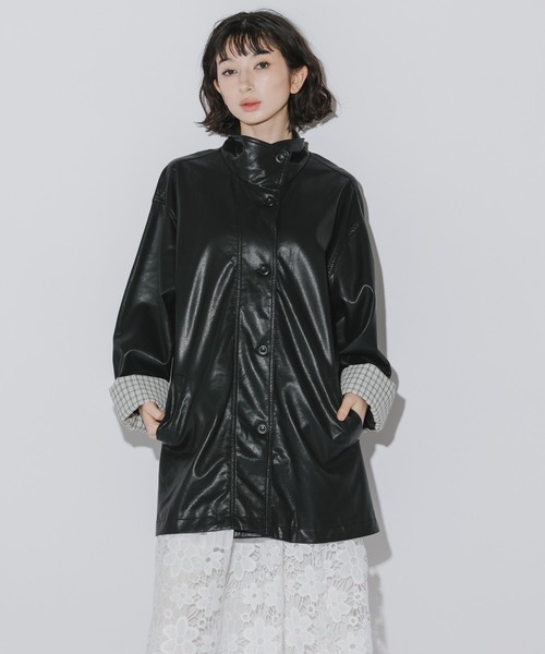 Ao2 Coat AO2(アオズ)の「Faux Leather Basic Half Coat / フェイクレザー ベーシックハーフコート(ブルゾン)」 - WEAR