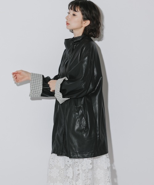 AO2（アオズ）の「Faux Leather Basic Half Coat / フェイクレザー