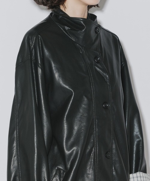Ao2 Coat AO2(アオズ)の「Faux Leather Basic Half Coat / フェイクレザー ベーシックハーフコート(ブルゾン)」 - WEAR