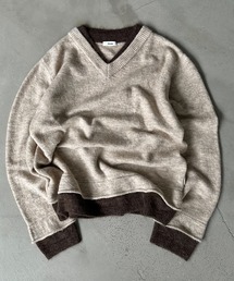 Perushu | レイヤードリラックスデザインVネックニット(ニット/セーター)