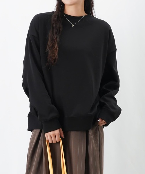 LUCA/LADY LUCK LUCA（ルカ/レディラックルカ）の「LC/LLL ボリュームスリーブ裏毛プルオーバー（スウェット・レディース・グリーン/オートミール/ブラック・FREE）」の2枚目の写真