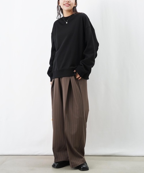 LUCA/LADY LUCK LUCA（ルカ/レディラックルカ）の「LC/LLL ボリュームスリーブ裏毛プルオーバー（スウェット・レディース・グリーン/オートミール/ブラック・FREE）」の10枚目の写真