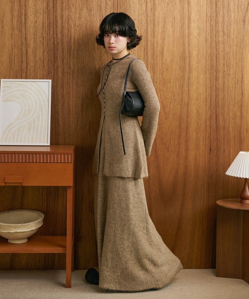 button slit knit set up /フロントボタンスリットニットセットアップ