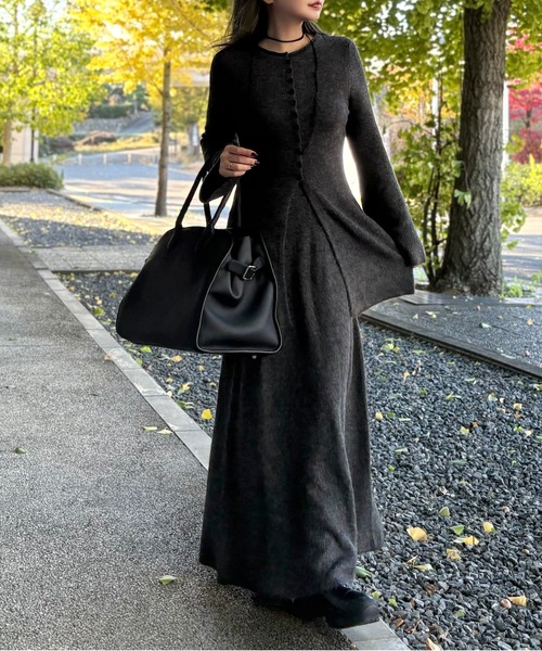 button slit knit set up /フロントボタンスリットニットセットアップ