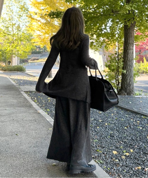 button slit knit set up /フロントボタンスリットニットセットアップ