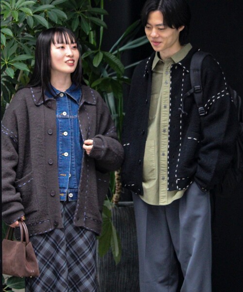 GLOSTER（グロスター）の「【ユニセックス対応】ハンドステッチニットジャケット（カーディガン/ボレロ・メンズ・ベージュ/ブラック/チャコールグレー・S/M/L）」の7枚目の写真