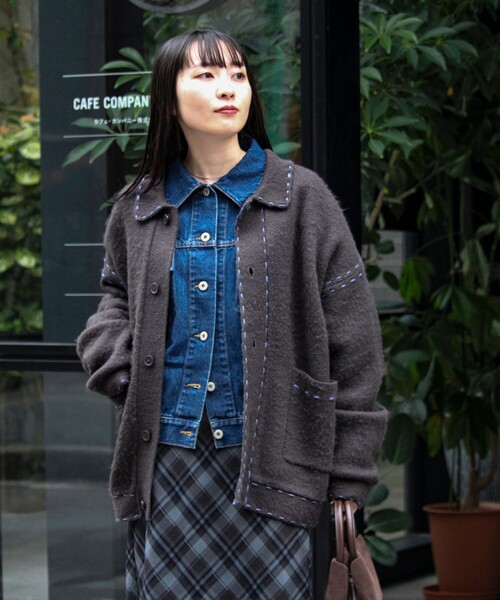 GLOSTER（グロスター）の「【ユニセックス対応】ハンドステッチニットジャケット（カーディガン/ボレロ・メンズ・ベージュ/ブラック/チャコールグレー・S/M/L）」の9枚目の写真