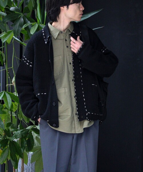 GLOSTER（グロスター）の「【ユニセックス対応】ハンドステッチニットジャケット（カーディガン/ボレロ・メンズ・ベージュ/ブラック/チャコールグレー・S/M/L）」の11枚目の写真