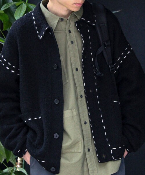 GLOSTER（グロスター）の「【ユニセックス対応】ハンドステッチニットジャケット（カーディガン/ボレロ・メンズ・ベージュ/ブラック/チャコールグレー・S/M/L）」の12枚目の写真