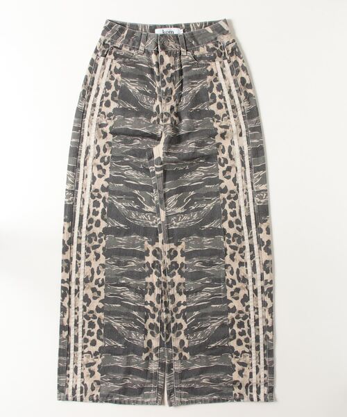 .KOM(ドットコム)の「A'GEM/9 × .kom 『.KOM/ドットケーオーエム』 Zebra & Leopard Mix Animal Wide Pants/ゼブラ&レオパードMIX アニマル柄ワイドパンツ(その他パンツ・レディース・カーキ・L/M/S)」の3枚目の写真