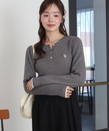U.S. POLO ASSN.（ユーエスポロアッスン）の「∴WEGO/【26年春 待望の再入荷！】U.S. POLO ASSN.別注 ヘンリーネックニットプルオーバー（ニット/セーター）」