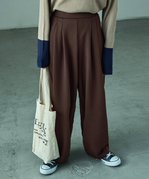 Fashion Letter(ファッションレター)の「ポンチカーブイージーパンツ(スウェットパンツ・レディース・ブラック/アイボリー/チャコール/ブラウン・M)」の3枚目の写真