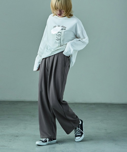 Fashion Letter(ファッションレター)の「ポンチカーブイージーパンツ(スウェットパンツ・レディース・ブラック/アイボリー/チャコール/ブラウン・M)」の19枚目の写真