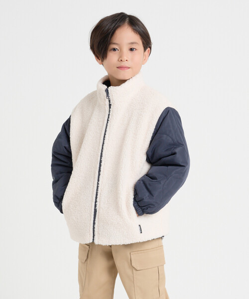 オンライン限定カラー:ブラック】リバーシブル キルト×ボア ブルゾン