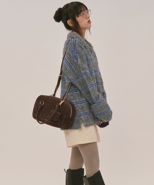 loin nuit(ロワンニュイ)の「striped pattern button knit / ストライプパターンボタンニット(ニット/セーター・レディース・ブラウン/グレー・FREE)」の10枚目の写真