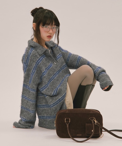 striped pattern button knit / ストライプパターンボタンニット