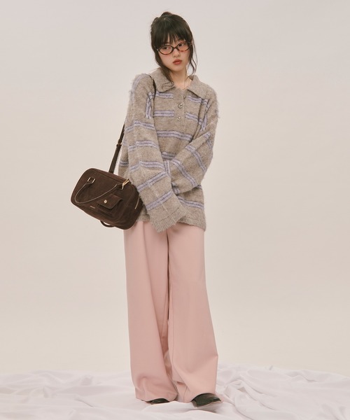 striped pattern button knit / ストライプパターンボタンニット