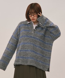loin nuit（ロワンニュイ）の「striped pattern button knit
