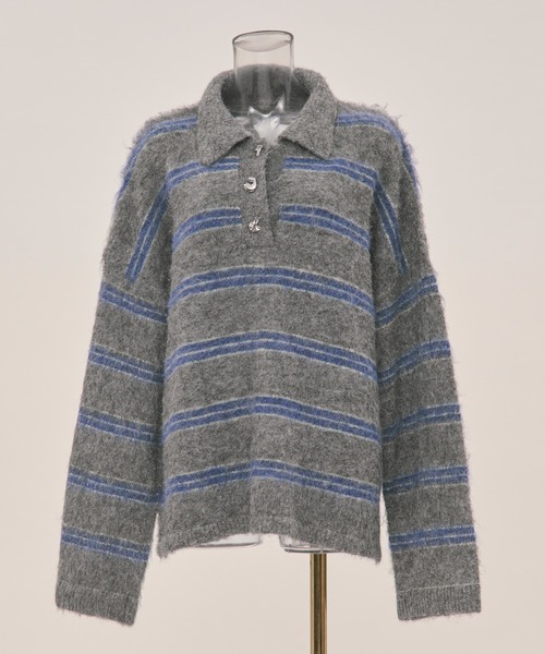 loin nuit ストライプパターンボタンニット ロワンニュイ striped