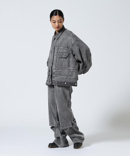 beautiful people（ビューティフルピープル）の「beautiful people/ビューティフルピープル/double-end selvedge denim blouson blk bleach（デニムジャケット・レディース・ブラック・38/42）」の4枚目の写真