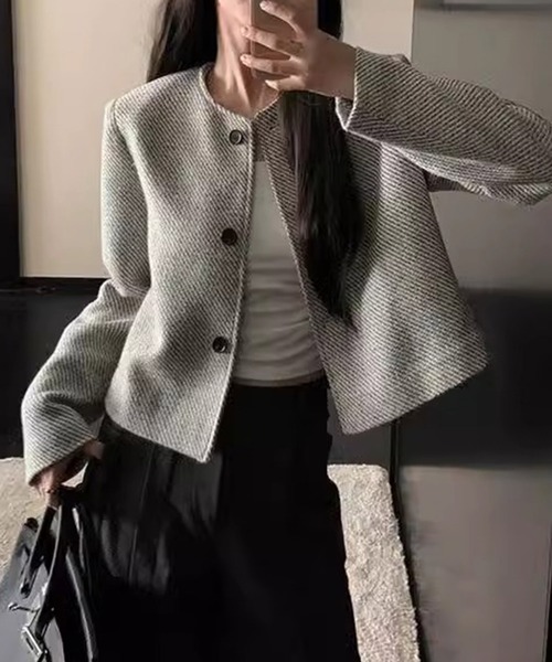 JOURNAL STANDARD 22AW ノーカラージャケット　ツイード JOURNAL STANDARD 22AW ノーカラージャケット ツイード