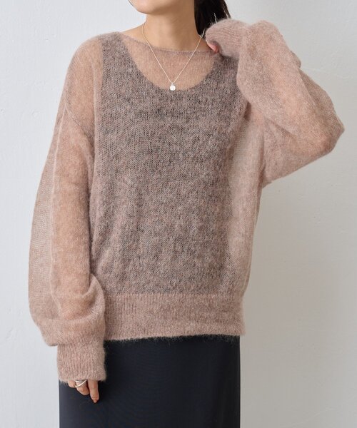 BEARDSLEY(ビアズリー)の「シアーモヘア袖パフプルオーバー(ニット/セーター・レディース・チャコールグレー/ベージュ・FREE)」の6枚目の写真