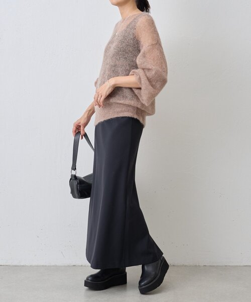 BEARDSLEY(ビアズリー)の「シアーモヘア袖パフプルオーバー(ニット/セーター・レディース・チャコールグレー/ベージュ・FREE)」の8枚目の写真