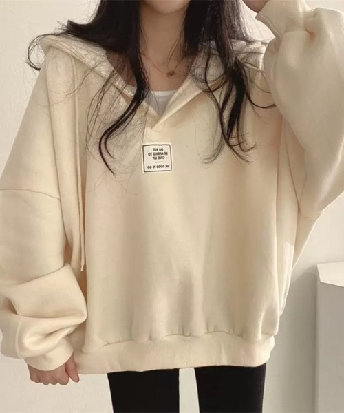 SPIGA（スピーガ）の「ﾄﾞﾛｯﾌﾟｼｮﾙﾀﾞｰｷｰﾈｯｸｽｳｪｯﾄﾌｰﾃﾞｨ（スウェット・レディース・レッド/ブラック/オフホワイト/グレー・SMALL/MEDIUM/LARGE/X-LARGE）」の10枚目の写真