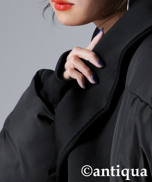 antiqua(アンティカ)の「異素材リブ切替中綿ジャケット(その他アウター・レディース・ブラック・ONESIZE)」の3枚目の写真