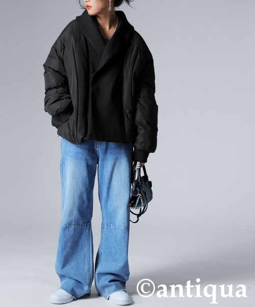 異素材リブ切替中綿ジャケット（その他アウター）｜antiqua