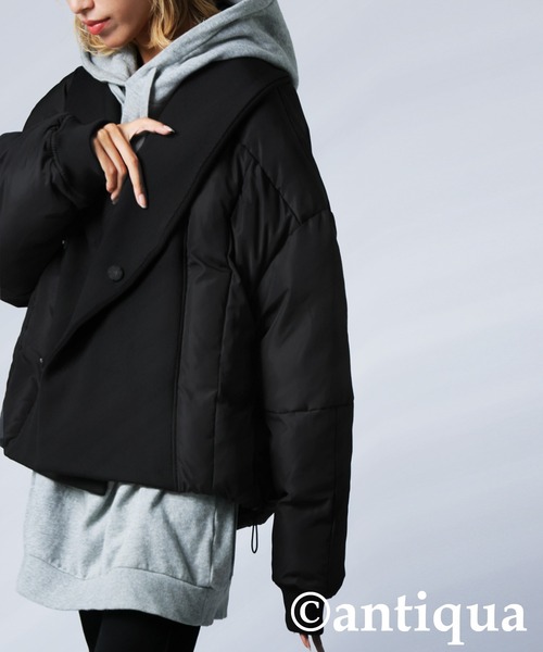 異素材リブ切替中綿ジャケット（その他アウター）｜antiqua