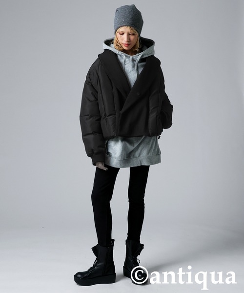 異素材リブ切替中綿ジャケット（その他アウター）｜antiqua