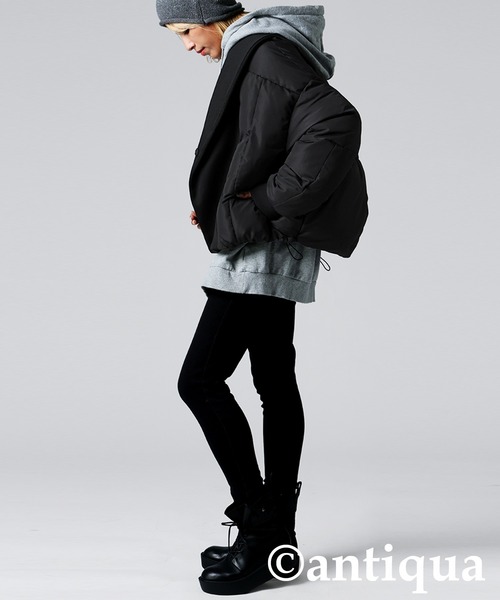 異素材リブ切替中綿ジャケット（その他アウター）｜antiqua